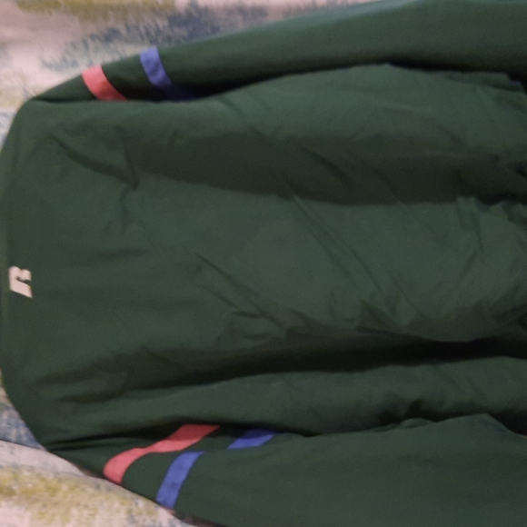 Vintage letterman jacket Upcycled green, pink , blue size xl women's oversize - Picture 5 of 6